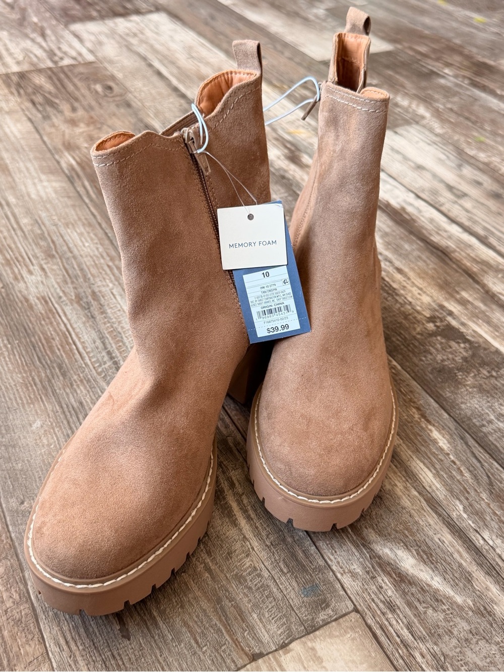 NWT- Universal Thread Tan Suede Platform Chelsea Booties